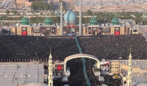 Mourners attend a prayer for Iran's late Supreme Leader