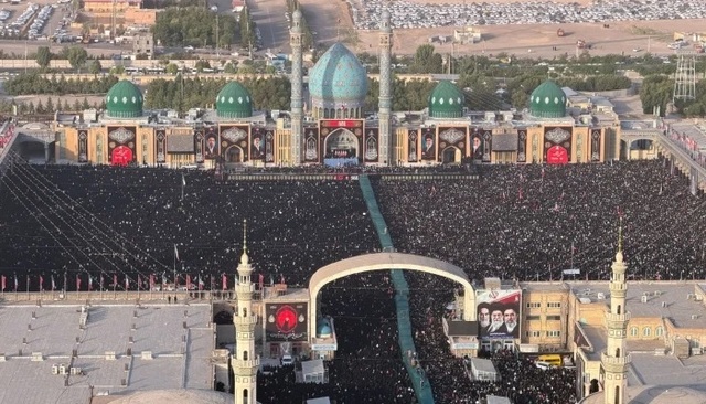 Mourners attend a prayer for Iran's late Supreme Leader