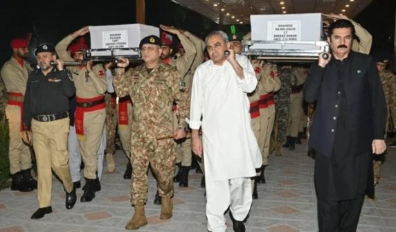 funeral prayers held for 6 pakistan army soldiers martyred in hangu