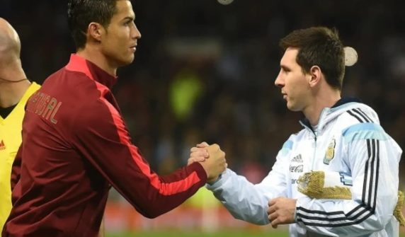 cristiano ronaldo sends messi a hug after emotional farewell