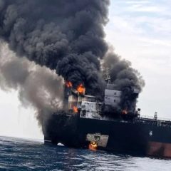 iran claims seven oil tankers hit in strait of hormuz